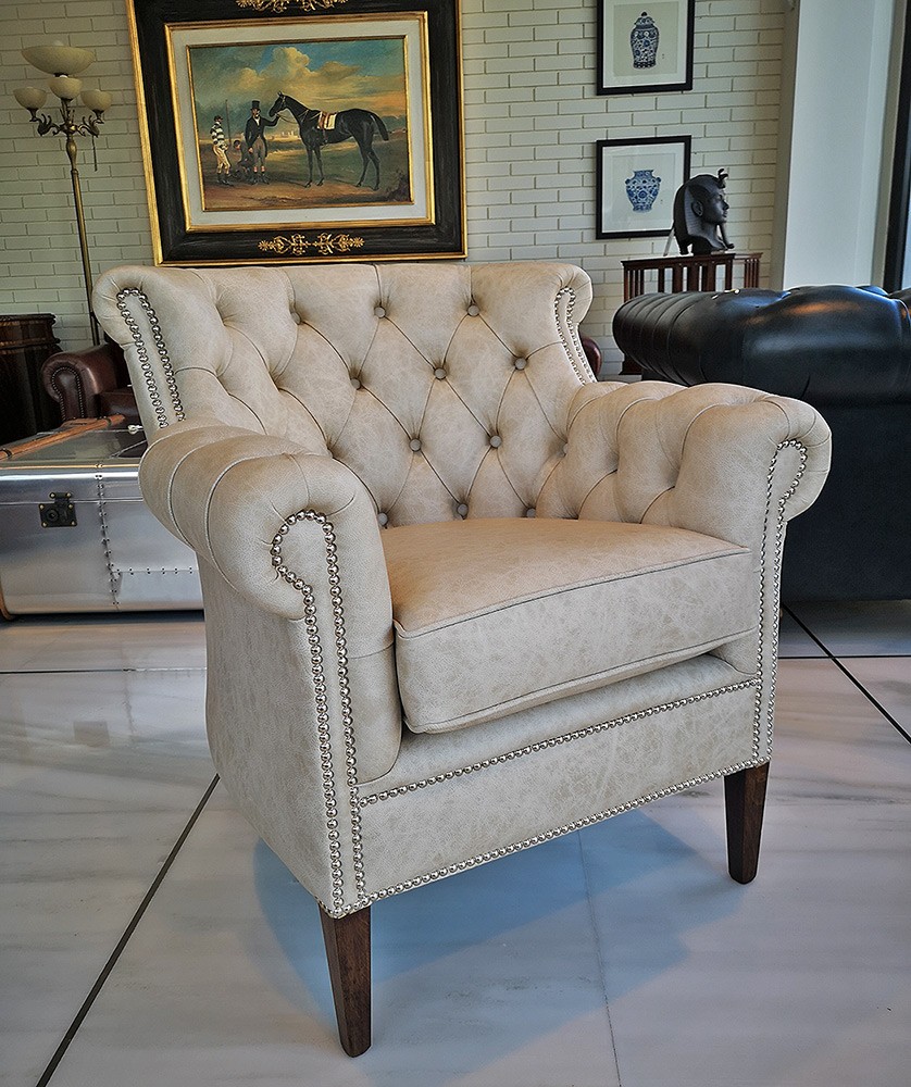 Wessex English Leather Chesterfield Club Chair