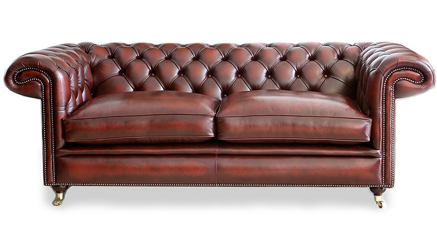 Burlington Δερμάτινος 3θέσιος Καναπές Chesterfield Αγγλίας