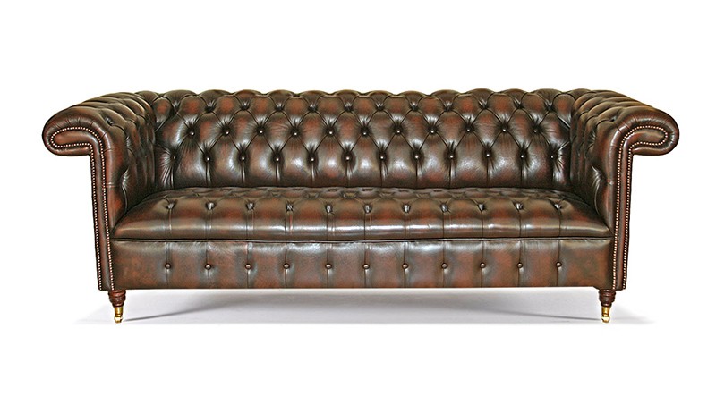 Burlington Δερμάτινος 3θέσιος Καναπές Chesterfield Αγγλίας