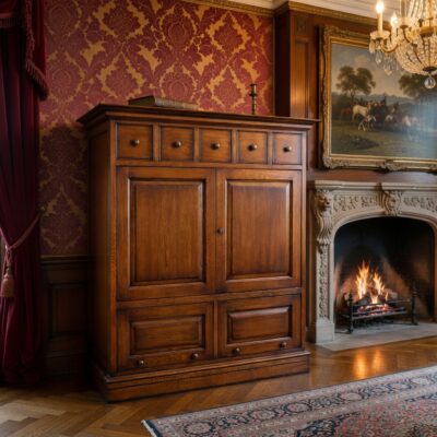 Solid Oak Linen/TV Cabinet