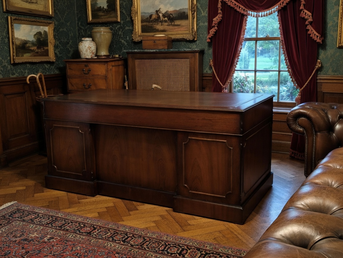 English Large Mahogany Desk - Image 6