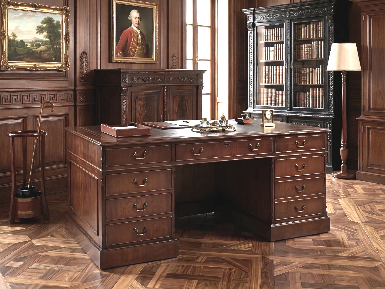 English Large Mahogany Desk