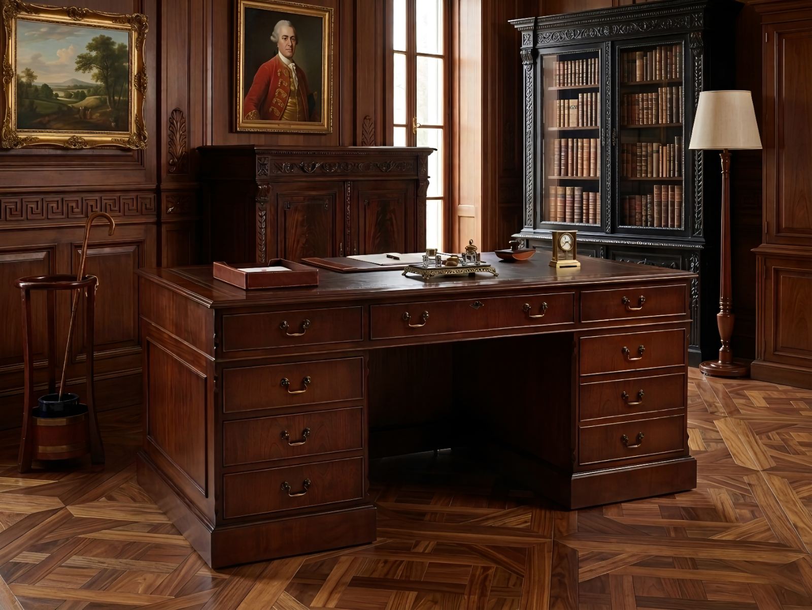 English Large Mahogany Desk - Image 2