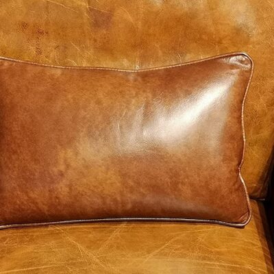 Tan Leather English Cushion