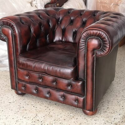Chesterfield Low Back Leather Vintage Arm Chair