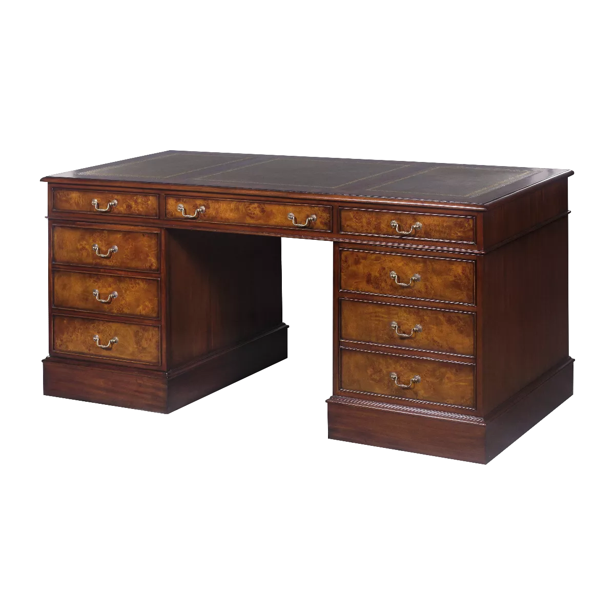English Leather Top Desk in Burl - Image 5