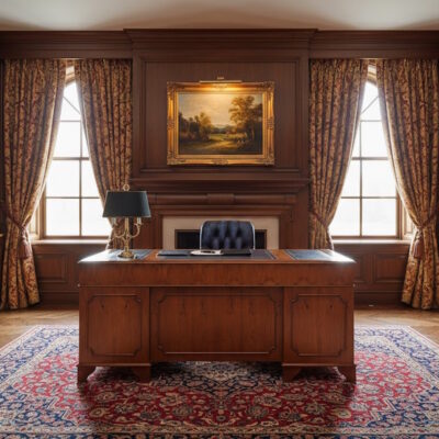 English Pedestal Desk - Modesty Panel