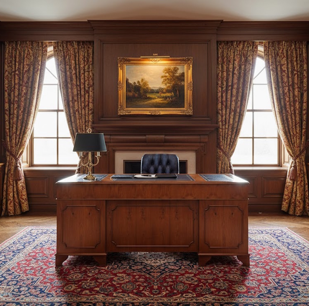English Pedestal Desk - Modesty Panel