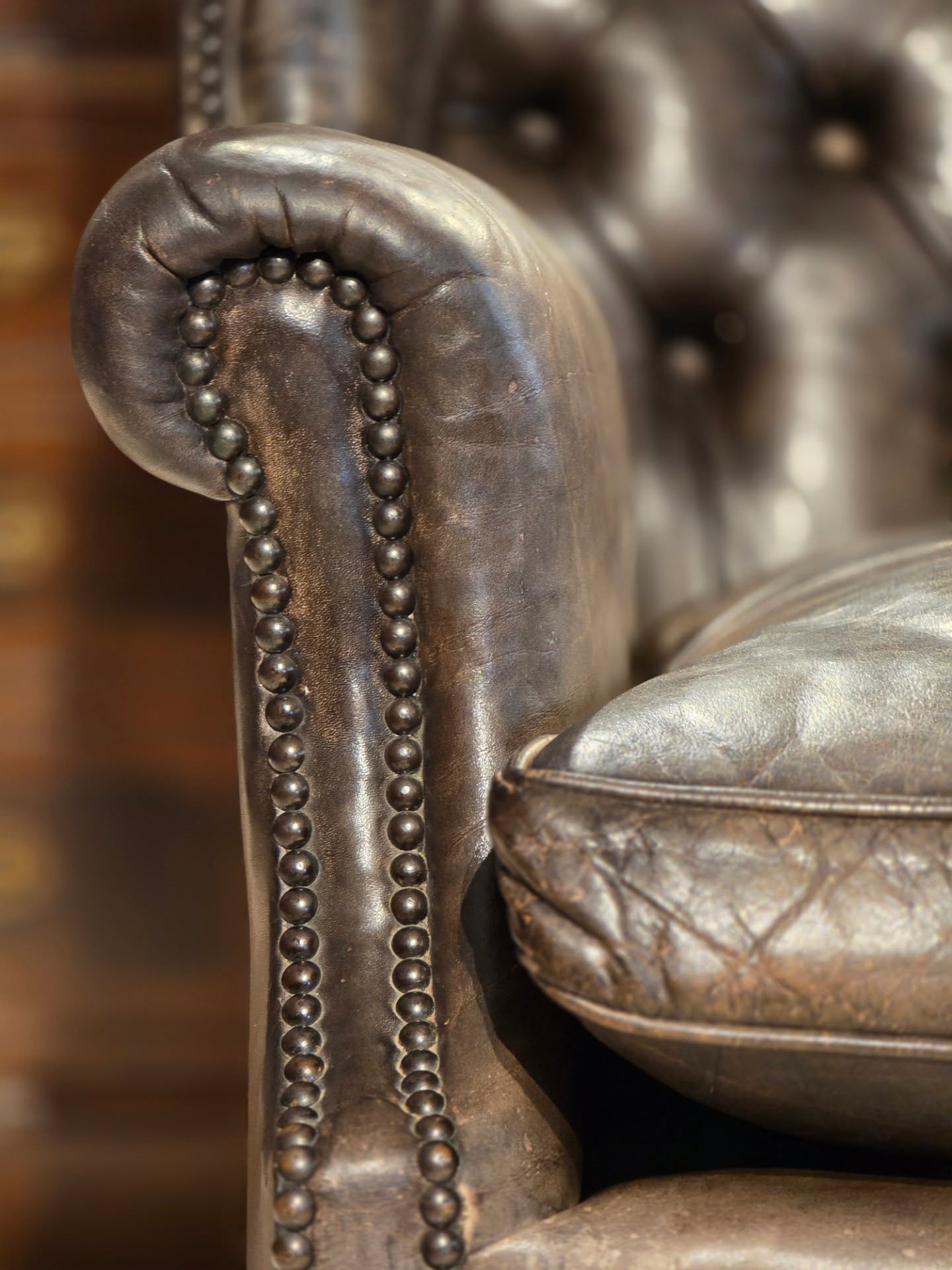 Chippendale 1920's Leather Wing Chair - Image 3