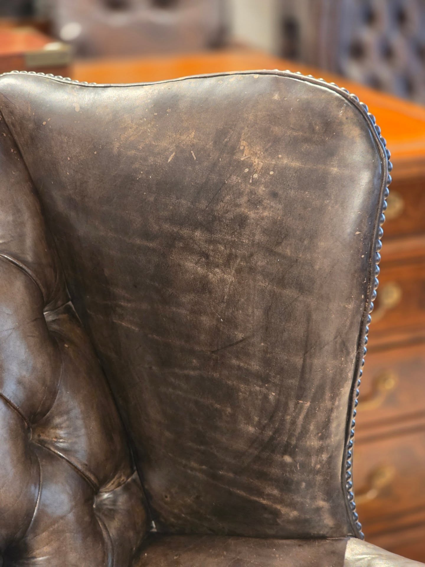 Chippendale 1920's Leather Wing Chair - Image 2