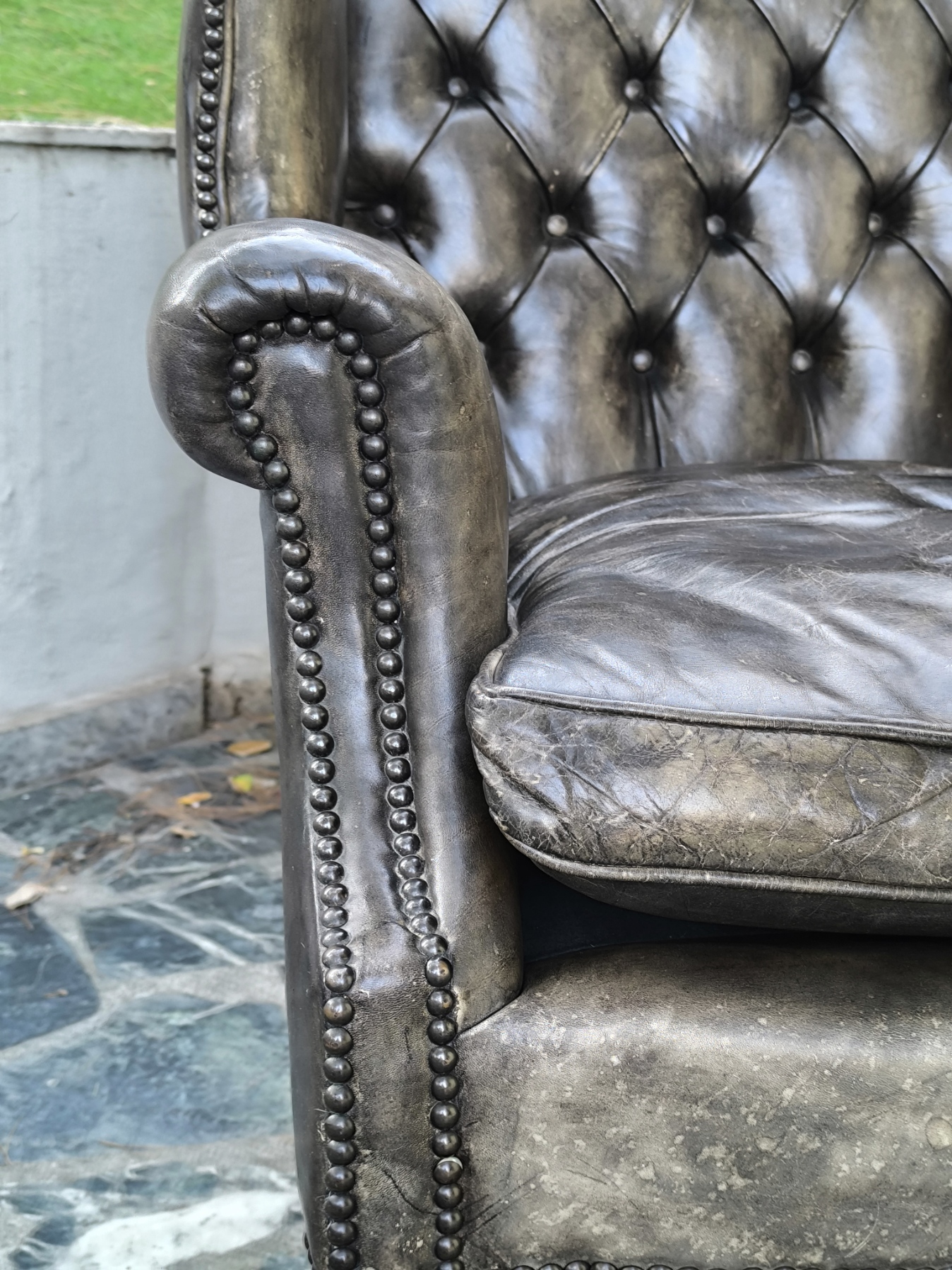 Chippendale 1920's Leather Wing Chair - Image 6