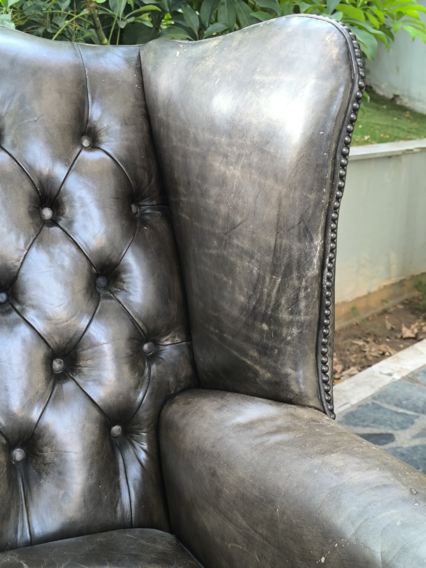 Chippendale 1920's Leather Wing Chair - Image 5