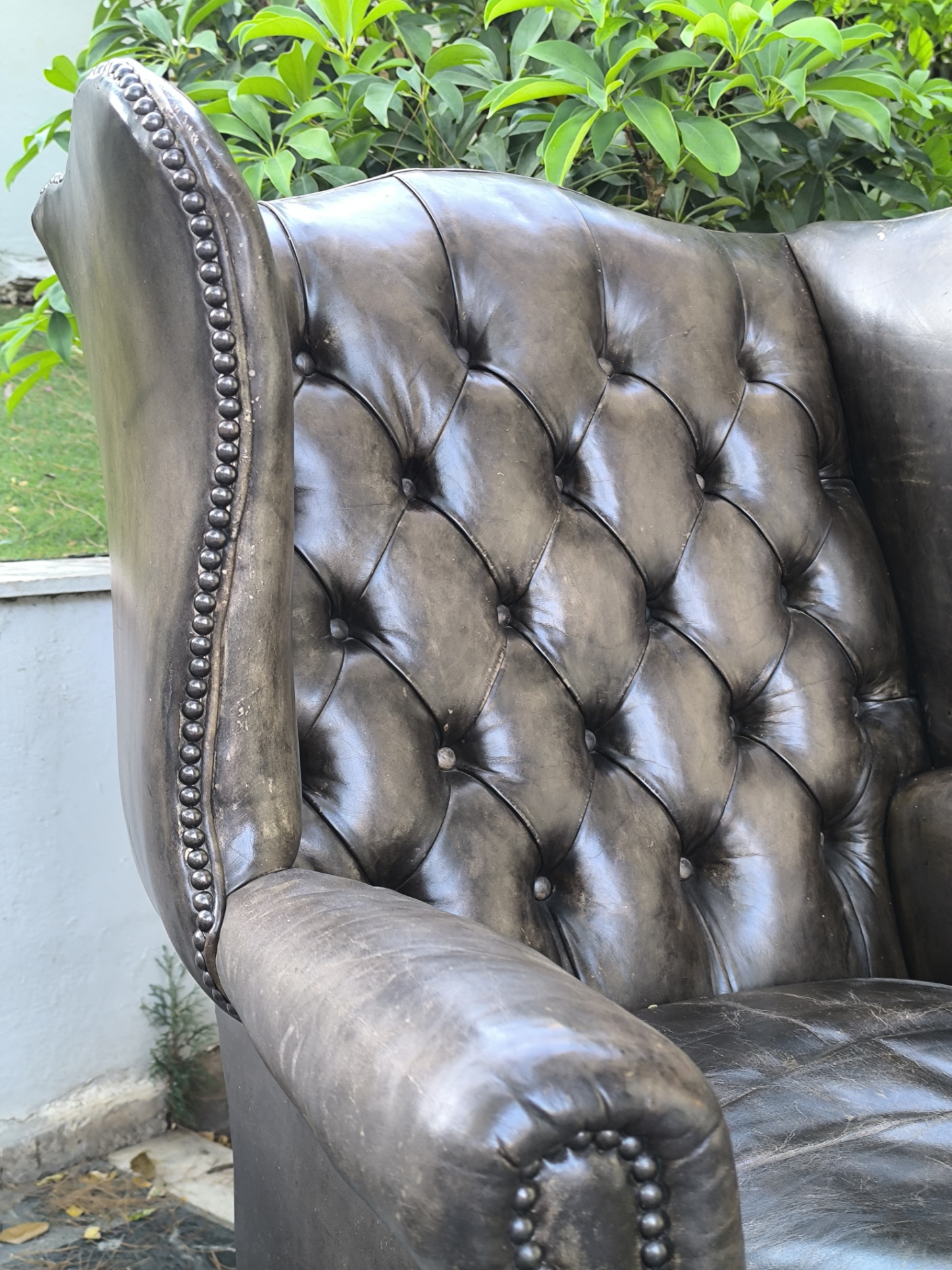 Chippendale 1920's Leather Wing Chair - Image 8